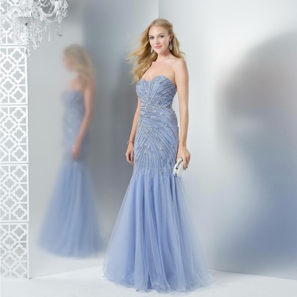 Blue with silver stones